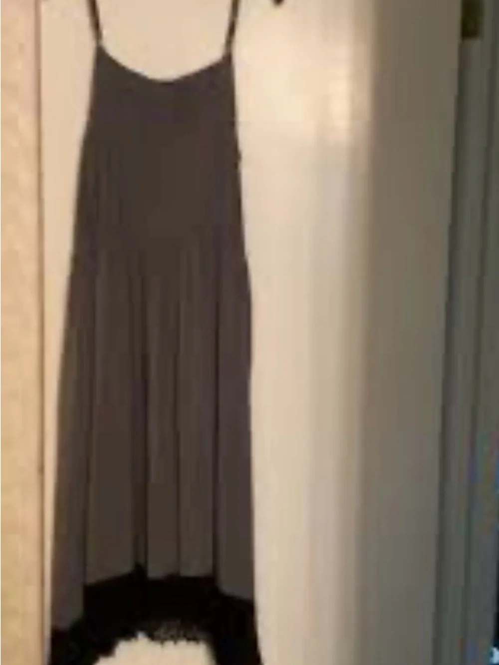 Free People Charcoal Gray Asymmetrical Slip Dress with Lace Hem